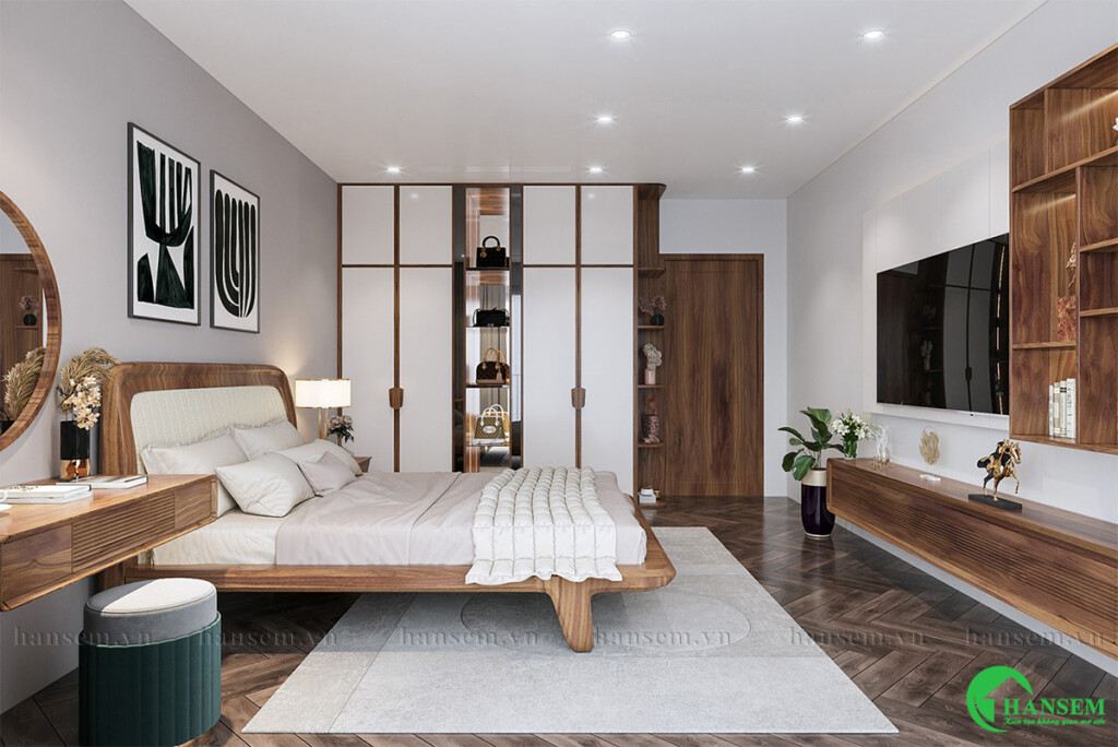 Thiết kế thi công nội thất gỗ tự nhiên cao cấp cho phòng ngủ
